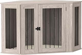 PawHut 2 in 1 Dog Crate Furniture, Side Table Dog Kennel with Cushion, Large Door, for Large Dogs - Walnut Brown