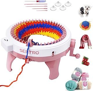 48 Needle Circular Knitting Machine for Adults & Children - DIY Looming Machine for Knitting Scarves, Hats, Socks & Gloves (Pink)