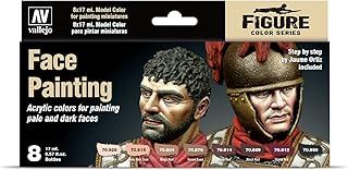 Vallejo Model Color Faces Painting Acrylic Paint Set - Assorted Colours (Pack of 8),Red,17 ml (Pack of 8)
