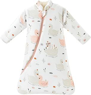 Chilsuessy Baby Sleeping Bag with Detachable Long Sleeves 3.5 Tog for Winter Toddler Sleeping Bag Kids Sleeping Sack for Infant Toddler, Beautiful swan, 2-4 Years