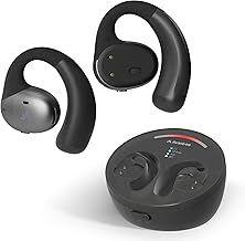 Avantree Medley Pebble - Open-Ear Wireless Earphones for TV Listening with Bluetooth Transmitter & Charging Dock, Clear Dialogue Earbuds for Seniors