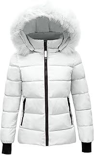 Womens Quilted Jacket Winter Puffer Coats Ladies Lightweight Down Jackets with Fur Hood Plus Size Warm Long Sleeve Parka Outwear Trench Coat
