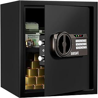 Safes for Home, Digital Safe Box Large Safes, 43L Security Cabinet Safe with Keypad Safety Key Lock, Personal Safe for Home Business Office Document Jewelry Gun Cash
