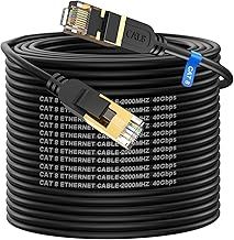 Cat8 Ethernet Cable 50M, High-Speed 40Gbps 2000MHz Network Cable Braided Gigabit Gold Plated RJ45 Connector, Outdoor&Indoor Internet for Xbox PS4/5 Modem Router PC