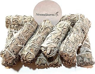 NessaStores 8 pcs California White Sage Smudge Sticks, 4-Inch Hand Tied, All Natural, Ethically Sourced for Home Cleansing, Stress Relief, & Clearing Negative Energy JC-006