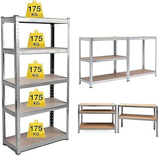 Shelving Unit for Garages and Sheds 150x70x30cm Racking Storage Shelves Strong Metal Shelving 5 Tier Boltless Garage Storage Shelving Adjustable Shelf Easy Assembling Total Capacity 875KG -Galvanised
