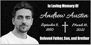 Personalised Memorial plaques for Graves - Granite Memorial Stones w/ Pictures, Personalized Memory Plaques, Mini Grave Stones, Engraved Headstones, Stone Memorials Custom Photo Plaque, DIY Monuments