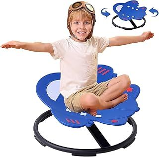 Sensory Chair for Kids Autism Sensory Products Sit and Spin Autism Toys Spinning Chair ADHD Swivel Training Body Coordination (Blue)