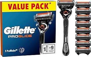 Gillette ProGlide Men's Razor with Flexball Technology, Gillette Razors for Men, 9 Razor Blade Refills with Precision Trimmer, 5 Anti-Friction Blades, Gillette Proglide Razor Blades, Mens Razors