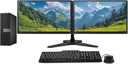 Dell Dual Monitor Trading Setup Optiplex SFF PC - Intel Core i7 6th Gen, Windows 11 Pro With 2 x 23 HD 1080p Monitors, 300Mbps TP-LINK wireless Wifi Card, (Renewed) (16GB DDR3 RAM - 512GB SSD)