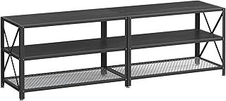 VASAGLE TV Cabinet, TV Stand for TVs Up to 70 Inches, Entainment Centre with Storage Shelves, 63 Inches Width, Steel Frame, for Living Room, Bedroom, Charcoal Grey and Ink Black LTV095B22