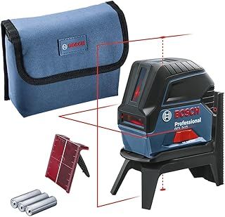 Bosch Professional cross line laser GCL 2-15 (red laser, interior, with plumb points, working range: 15 m, 3 x AA batteries, RM 1 rotating mount, laser target plate, protective bag)