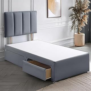 ComfoRest - Stylish 3FT Single Bed with 2 Drawers | Durable Frame for Modern Bedrooms | Practical Beds for Small Spaces | Versatile Choice for Everyday Comfort (Grey Plush)