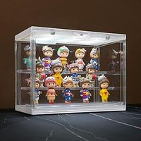 Clear Acrylic Display Case for Miniature Figures and Funko Pop - LED-Lit, Dustproof, Detachable Shelves - Stackable Showcase Display Cases for Collectibles Mini Toys