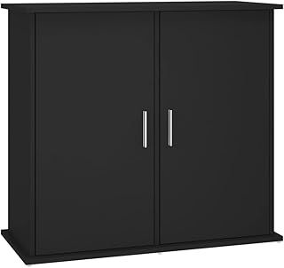vidaXL Black Aquarium Stand with Ample Storage - Engineered Wood, Sturdy Fish Tank Table, Ideal for Home Decor and Aquarium Display - Suitable for Living Room and Office - Assembly Required