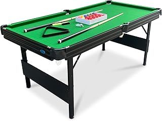 Crucible Folding Snooker Table - 6' | Engineered Wood, Alloy Steel Frame | Green Felt Playing Surface | 184x93x82cm | Easy Setup & Portable | Ideal for Home & Clubs | Billiards & Pool