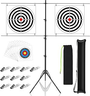 BOOSTEADY Adjustable Paper Target Stand with 10 Clips,10 Bullseye Targets, Shooting Target Stand for BB Gun, Airsoft and Pellet Target Practice