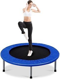 COSTWAY Mini Trampoline Set, 38" Foldable Fitness Bouncer with Padding & Springs Elastic Safe for Indoor Outdoor Exercise Workout, 150kg Weight Capacity