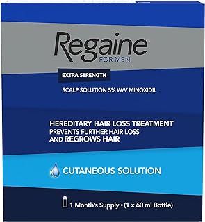 Regaine For Men Extra Strength Scalp Solution, Hereditary Hair Loss Treatment with Minoxidil, Helps Regrow Hair and Prevents Further Loss, 60 ml (1 Month Supply)