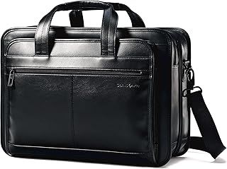 Samsonite Leather Expandable Briefcase 17 inch, Black, 17", Leather Expandable Briefcase