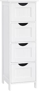VASAGLE Bathroom Floor Storage Cabinet, Bathroom Storage with 4 Drawers, Bathroom Cabinet Freestanding, 30 x 30 x 82 cm, Modern Style, White LHC40W