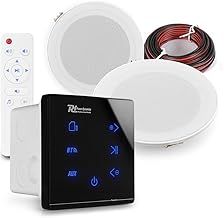 2x PD MSLP50 Marine Weatherproof Ceiling Speakers with A50B Black Wall Amplifier - Bluetooth, Outdoor, Bathroom Ceiling Speaker Kit