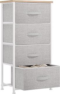 YITAHOME Chest of Drawers with 4 Drawers,Bedroom Drawers, Fabric Dresser with Wood Top,Drawer storage unit for for Bedroom, Living room, Light Grey