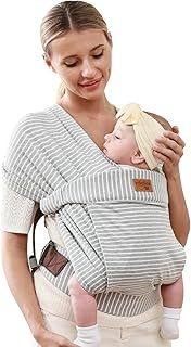 Baby Wraps Carrier Sling, Baby Carrier for Newborns to Toddlers, Skin-Friendly and Soft Front Baby Carrier Wrap-Hands Free Multi-Purpose Stretchy Baby Carrier One Size Fits All(Grey Stripe)