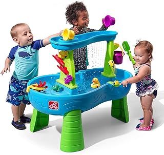 Step2 Rain Showers Splash Pond Toddler Water Table, Outdoor Kids Water Sensory Table, Ages 1.5+ Years Old, 13 Piece Water Toy Accessories, Kids Activity Table, Blue & Green