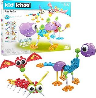 Kid K'NEX | Dino Dudes Building Set 30 Model | Kids Craft Set with 100 Pieces, Educational Toys for Kids, Fun Building Toys for Boys and Girls, Construction Toys for Ages 3+ | Basic Fun 85611