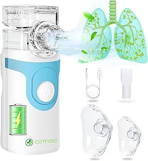 Nebuliser Machine for Adults & Kids - Portable Nebulizer with Mouthpiece and 2 Masks, Silent,Rechargeable Efficient Atomization for Home Use, Handheld Inhaler Easy to Use & Clean