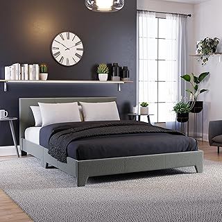 Vida Designs Victoria Bed, Bed Frame Upholstered Fabric Headboard Bedroom Furniture (Double (4 Foot), Dark Grey Linen)