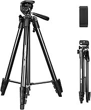 Portable Tripod for Live Stream134cm/52.75in Aluminum Lightweight Tripod with Phone Holder for Camera and for iPhone and Other Android Smartphones …