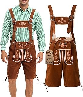 Lederhosen Men,Oktoberfest Outfit Mens,October Festival Costume Mens,Oktoberfest Costume Lederhosen Men,Brown, Embroidered