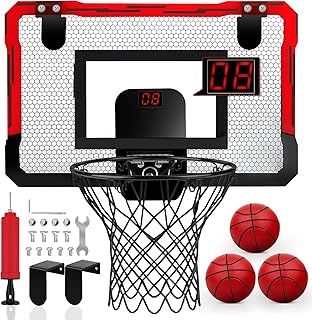Basketball Hoop Indoor Mini Basketball Hoop for Kids Bedroom Office Wall Mounted Automatic Scoring with 3 Balls Boy Toys for 5 6 7 8 9 10 Years Old