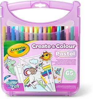 CRAYOLA Pastel Create & Carry Case | 65+ Pieces Including Markers, Stickers, Line Art | Ages 4+
