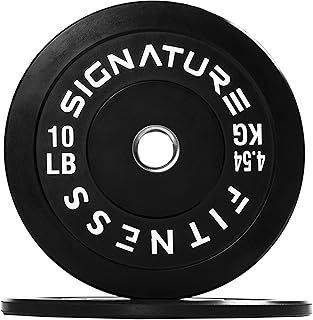 Signature Fitness 2" Olympic Bumper Plate Weight Plates with Steel Hub, Pairs, Singles or Sets