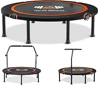 Foldable Fitness Mini Trampoline Rebounder, 48" and 40" Foldable Mini Trampoline with T or U Bar Handle, Round Mini Fitness indoor Trampoline