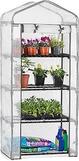 CHRISTOW Mini Greenhouse 4 Tier, Reinforced Four Shelf Growhouse, Portable Heavy Duty Garden Grow House, 5ft 2in x 2ft 2in x 1ft 6in