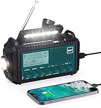 5000mAh Emergency DAB+/FM Radio with Rechargeable Battery, Solar Wind Up Charging, Torch, Reading Light & USB Power Bank, Portable for Camping, Hiking & Outdoor