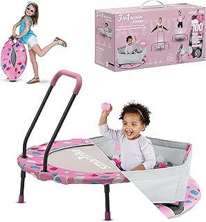 SmarTrike Toddler Trampoline with Handle - Ages 1-5, Foldable Indoor Baby Trampoline with Color Options