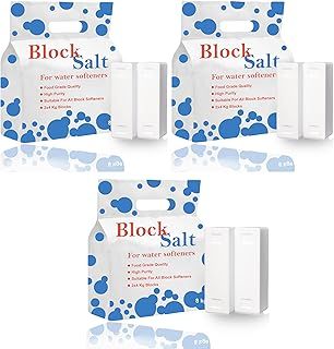 Water Softener Salt Blocks 100% Genuine Food Grade water softener salt block Compatible with All Water Softener Machine, Best For Laundry Kitchen Dishwasher Industrial use Salt Block (3 Pack)