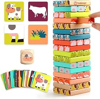 Childrens Board Games for Kids 3 4 5 Year Old Girls Gifts Boy Educational Toys age 3 4, Wooden Stacking Block Tumble Tower Game for Toddler Age 3-8 Learning Toy with 51 Pieces