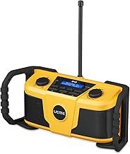 Worksite Rugged Radio | 4000mAh USB Rechargeable Battery | DAB+, DAB, FM | Bluetooth, AUX Input | 5W Output - Yellow