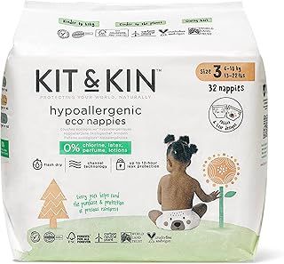 Kit & Kin Premium Eco Baby Nappies Size 3 | 6-10 kgs / 13-22 lbs | Pack of 192 Nappies | Plant-Based & Hypoallergenic | Superior up to 12 Hour Leak Protection | Vegan & Cruelty Free