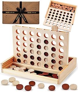Jaques of London Luxury Score 4 in a Row Game | Wooden Travel Games for Adults and Kids | Wooden Games for all The Family | Since 1795