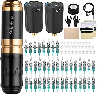 STIGMA Wireless Tattoo Kit Rotary Tattoo Pen Set Complete Tattoo Machine Kit with 2Pcs Batteries 40Pcs Cartridges Needles for Beginners and Tattoo Artists STP35KIT-9