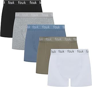 French Connection FCUK - Mens Boxer Shorts, 5 or 7 Multipack, Classic Fit Trunks