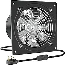 150mm Kitchen Exhaust Fan 525m³/h Stainless Steel Ventilation Fan with UK Plug Low Noise Extractor with Backdraft Damper for Home Bathroom Garage, Black