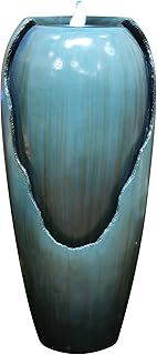 Alpine Corporation 84 cm Tall Water Jar Fountain with LED Light, Turquoise